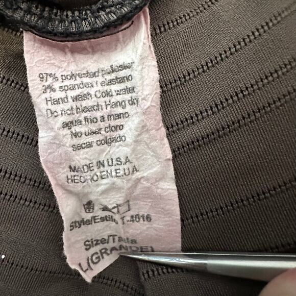 BOA John One Shoulder Blouse Womens L Brown/Black Ruffled Peplum Hem Striped Top - Picture 6 of 6